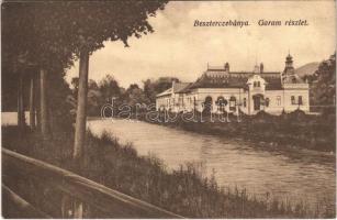 Besztercebánya, Banská Bystrica; Garam részlet, Közfürdő vízgyógyintézet. Havelka József kiadása / Hron riverside, spa