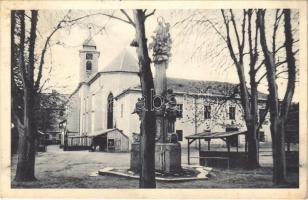 Máriavölgy, Marienthal, Marianka, Mariatál (Pozsony, Pressburg, Bratislava); templom, Szentháromság szobor / church, Trinity statue