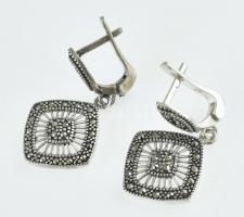 Ezüst(Ag) markazittal díszített ékszerszett (nyaklánc, fülbevaló, medál, gyűrű), jelzett, bruttó: 18...