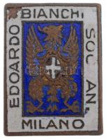 Olaszország ~1930. EDOARDO BIANCHI SOC AN MILANO zománcozott Br gomblyukjelvény (18x13mm) T:2 zománchiba Italy ~1930. EDOARDO BIANCHI SOC AN MILANO enamelled Br buttonhole badge (18x13mm) C:XF enamel error