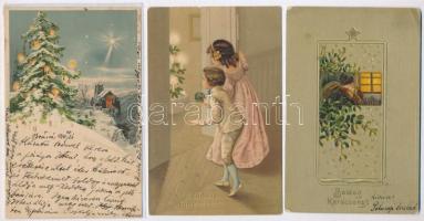 5 db RÉGI litho motívum képeslap: karácsonyi üdvözlőlapok / 5 pre-1945 litho motive postcards: Christmas greeting cards
