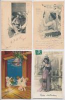 11 db RÉGI motívum képeslap: hölgyek, üdvözlőlapok, gyerekek, közte szecessziós és litho / 11 pre-1945 motive postcards: ladies, greeting cards, children, some Art Nouveau and litho