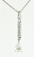 Ezüst(Ag) pancer nyaklánc, cseppköves függővel, jelzett, h: 39 cm, bruttó: 3,42 g
