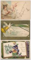 10 db RÉGI litho motívum képeslap: üdvözlőlapok, humor, hölgyek, gyerekek, közte 4 dombornyomott / 1...