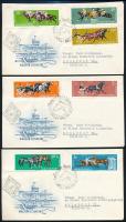1961 Lósport vágott sor 3 db FDC-n / Mi 1776-1782 imperforate set on 3 FDC's