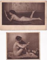 2 db RÉGI erotikus meztelen hölgy képeslap / 2 pre-1945 erotic nude lady postcards (Phot. Scheibert)