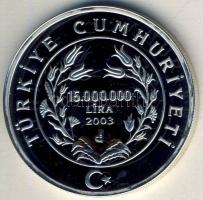 Törökország 2003. 15.000.000 Ag "Labdarúgó VB" T:PP
