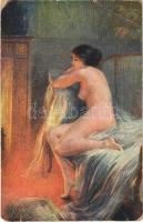 Morgendämmerung / Au petit jour / Erotic nude lady art postcard. Apollon Sophia 50. s: Enjolras (EM)