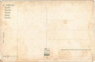 Étude / Studie / Erotic nude lady art postcard. Salon J.C.Z. 22. s: H. Krenes (EM)