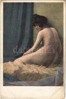 Erotic nude lady art postcard. Salon Ideal. B.K.W.II. Nr. 53. s: H. C. Kosel (kopott sarkak / worn corners)
