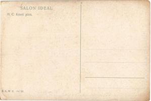 Erotic nude lady art postcard. Salon Ideal. B.K.W.II. Nr. 53. s: H. C. Kosel (kopott sarkak / worn c...