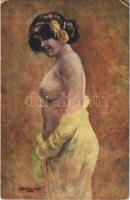 Erotic nude lady art postcard. Salon Apart. F.H. & S. W. IX. Nr. 5222. s: Dolezel-Ezel (EK)