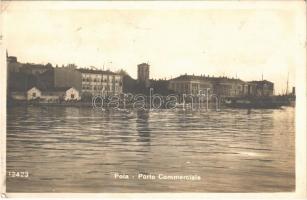 1926 Pola, Pula; Porto Commerciale / Kereskedelmi kikötő, gőzhajók / commercial port, steamships (EK)