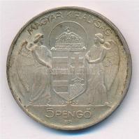 1939. 5P "Horthy balra" Ag T:1-,2 patina
 Adamo P8.2