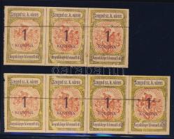 1918 Szeged, Anyakönyvi kivonati díj illeték, 1K 3-as + 4-es csík