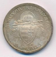 1938. 5P Ag "Szent István" T:1-,2 patina Adamo P8.1