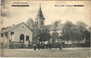 1922 Szigetcsép, Római katolikus templom. Hangya Szövetkezet kiadása (gyűrődés / crease)