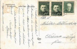 Pöstyén, Piestany; Új posta, utca, Union, Leopold Nemrava könyvkötészete, automobil, üzlet / new pos...