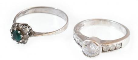 Ezüst(Ag) gyűrű, kövekkel, 2 db, jelzett, méret: 51 és 56 cm, bruttó: 4,6 g