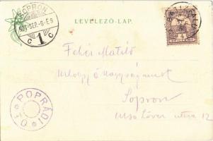 1901 Tátra, Magas-Tátra, Vysoké Tatry; Ferenc József-csúcs tájrészlete hegymászókkal. "A Próba&...