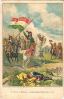 1911 Az Istenért, a hazáért, a szabadságért! II. Rákóczi Ferenc szabadságharca 1703-1711, magyar zászló. Bilkei Dezső és Radovánovics János kiadása / Francis II Rákóczi and the War of Independence, Hungarian flag, military propaganda art postcard. litho