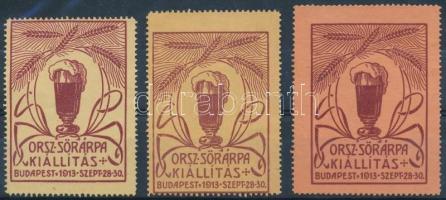1913 Orsz. Sörárpa kiállítás 3 db levélzáró