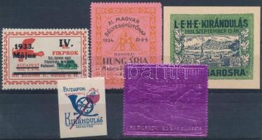 1930-37 Bélyeggyűjtéssel kapcsolatos 5 db levélzáró
