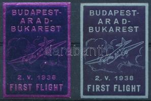1938 Budapest-Arad első repülés 2 db levélzáró