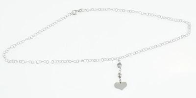Ezüst(Ag) nyaklánc, szív függővel, jelzett, h: 42 cm, nettó: 4,35 g