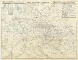 cca 1914 Közép-Európa vasúti térképe, kiadja: Posner Károly Lajos és Fia, 55×70 cm