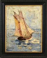 Olvashatatlan jelzéssel, feltehetően a XX. sz. elején működött festő alkotása: Vitorlás. Olaj, vászo...