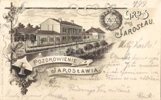 1899 Jaroslau with barracks, JUDAICA Litho