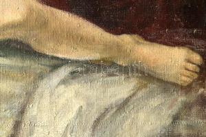 Agricola Lídia (1914-1994): Nagybányai nagy akt. Olaj, vászon, jelezve lent jobbra. Dekoratív, sérül...