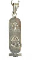 Ezüst(Ag) venezianer nyaklánc, egyiptomi medállal, jelzett, h: 40 cm, nettó: 6,79 g