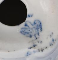 Aquincumi porcelán nyuszi figura, kézzel festett, aquazur mázas, jelzett, hibátlan, terv: Ősz Szabó ...