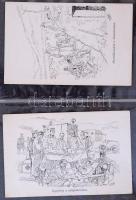 60 db RÉGI első világháborús és régebbi katonai képeslap és bélyegzés albumban, néhány tábori és had...