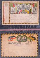 60 db RÉGI első világháborús és régebbi katonai képeslap és bélyegzés albumban, néhány tábori és had...