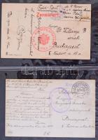 60 db RÉGI első világháborús és régebbi katonai képeslap és bélyegzés albumban, néhány tábori és had...