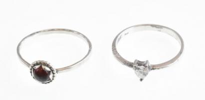 Ezüst(Ag) gyűrű, kővel, 2 db, jelzett, méret: 58 és 61 cm, bruttó: 2,98 g