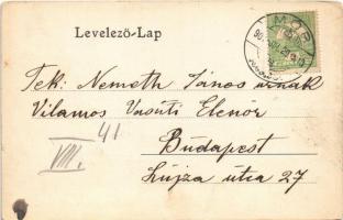 1907 Mór, látkép, Vértes-hegy, Piactér, templom. Ifj. Wiesner István kiadása (kopott sarkak / worn c...
