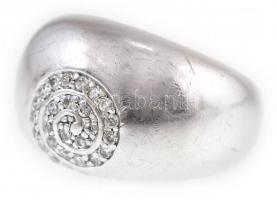 Ezüst(Ag) csigás gyűrű, jelzett, kopásnyomokkal, méret: 56, bruttó: 8,93 g