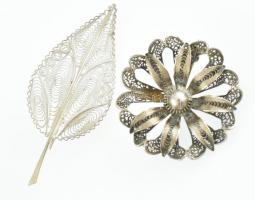 Ezüst(Ag) filigrán brossok és medálok, jelzéssel és jelzés nélkül, bruttó: 41 g