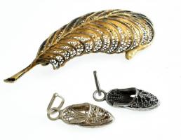 Ezüst(Ag) filigrán brossok és medálok, jelzéssel és jelzés nélkül, bruttó: 41 g