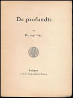 Harsányi Lajos: De profundis. Bp., 1927., Szent István-Társulat. Kiadói papírkötés, foltos borítóval...