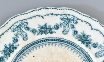 Johnson Bros GLENWOOD fajansz lapostányér gyönyörű mázalatti matricás dekorral, 20 cm. Anglia, 1900 ...