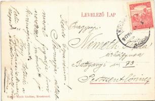 1917 Kecskemét, Katona József sétatéri részlet a nyári kaszinóval. Komor Gyula kiadása