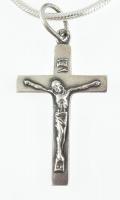 Ezüst(Ag) kígyó nyaklánc, korpuszos kereszt függővel, állítható h: 45-50 cm, 2,8×1,5 cm, jelzett, nettó: 7,1 g
