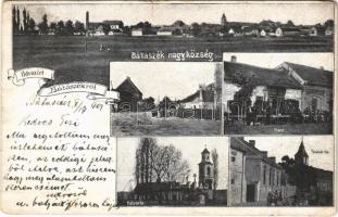 1901 Bátaszék, látkép, Fő utca, Piac, Szániel János üzlete, Kálvária, Templom tér (szakadás / tear)