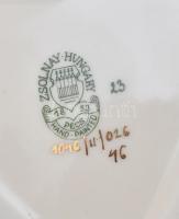 Zsolnay pillangómintás szív alakú bonbonniere, kézzel festett, jelzett, hibátlan, 11×11 cm