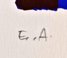 Németh János (1936-): Barna-kék formák. Szitanyomat, papír, jelzett, művészpéldány E.A. jelzéssel, 2...